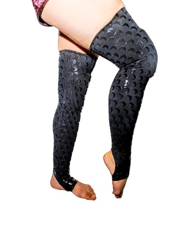 Sticky Moon Thigh Highs for Pole Dancing, Silicone-Printed Socks with Removable Knee Pads4