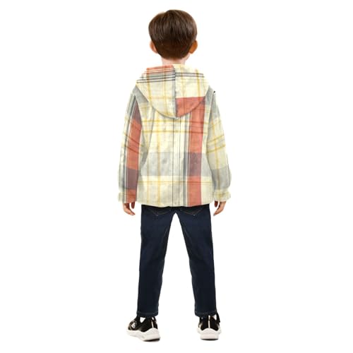 Striped Pattern Girls Fleece Jacket Girls Fall Jacket Girls Zip Up Hoodie Girls Sherpa Jacket 2-10T4