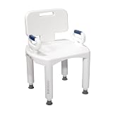 Drive Medical Shower Chair with Back and Arms, White, 350 Lb Capacity