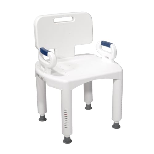Drive Medical Shower Chair with Back and Arms, White, 350 Lb Capacity