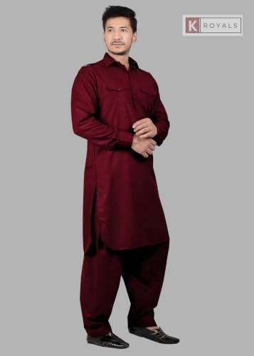 Image of K-ROYALS Full Pathani Suit for Mens /Cotton Blend Pathani kurta payjama set for mens