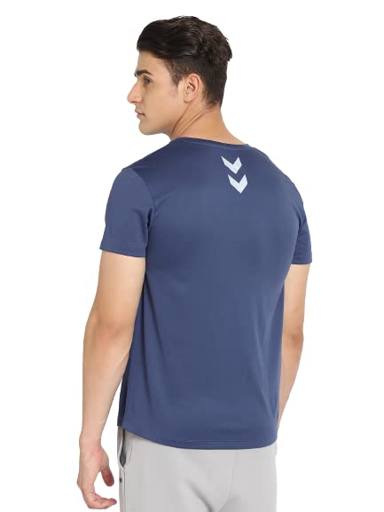Image of hummel Amero V Neck Half Sleeve Solid Regular fit Polyester T-Shirt for Men Comfortable Breathable Fabric Stretchable for Everyday Use Ideal for Yoga Training Gym Running or Performance