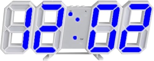 デジタル時計 目覚まし時計 時計 壁掛け 置き時計 置時計 おしゃれ 多機能 明るさ調整 スヌーズ アラーム クロック (ブルー,ホワイト)
