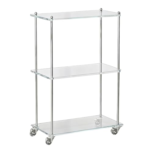 Carrito de servicio de 3 niveles, carrito de acrílico con ruedas suaves, diseño transparente duradero, organizador multiusos para cocina, hogar, oficina, sala de estar, patio, restaurante, fiestas de
