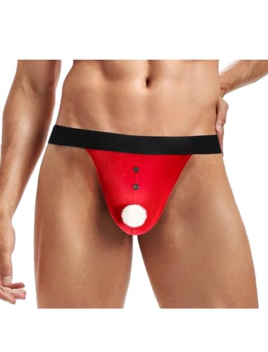 Avidlove Mens Lingerie Sexy Santa Outfit Christmas Underwear Red Briefs Holiday Thong Red M