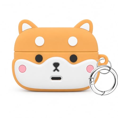 Image of Aniex Silicone Case Cover for realme Buds T500 Pro, Shockproof, Anti-Slip, Dustproof, Scratch Resistant, with Carabiner Hook, Full Body Protection (Circle Shiba)