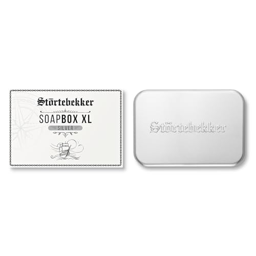 NEU: Störtebekker Premium XL Seifendose Groß mit Abtropfgitter für Rasierseife Body Bar oder Festes Shampoo - Seifenschale zum Reisen mit Ablauf - Aluminium Seifendose - Metalldose - Seifenbox