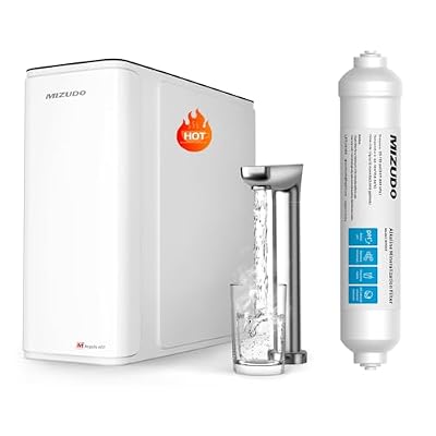 Mizudo 800GPD Megaflo Hot Reverse Osmosis System with Alkaline Under Sink Water Filter, Hot & Cold Water Dispens, 9 Stage Tankless Reverse Osmosis Water Filter, Bundle
