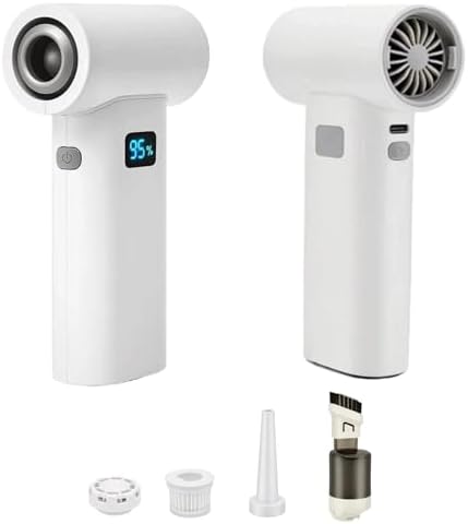 Portable Powerful Handheld Fan, 3-in-1 80,000 RPM High-Speed Turbo Fan, 6 Gear Wind, Rechargeable Battery with Mini Vacuum & Air Blower & LED Light for Keyboard/Car Cleaning/Travel/Camping