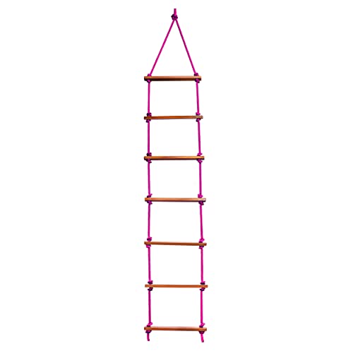 Image of Ashish Rope Climbing Ladder Indoor /Outdoor for Kids - Ninja Obstacle, 4 to 10 Years (Pink)