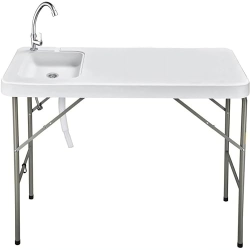 Timoau Portable Folding Fish Table with Sink - Outdoor Fishing Cleaning Station, Easy Storage, Fillet Table with Faucet, Ideal for Picnic, Garden, Kitchen, and Camping