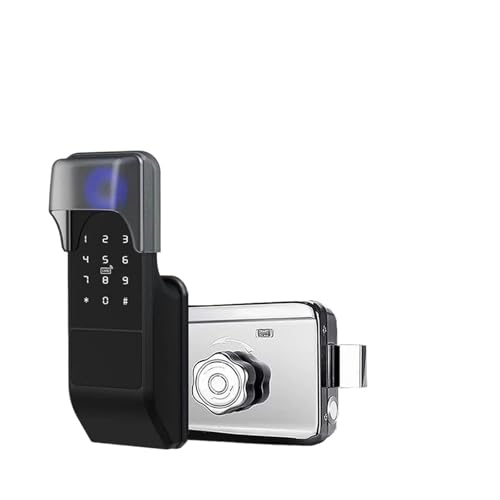 Serratura intelligente impermeabile IP65, compatibile con la serratura intelligente for porte TTLock con impronta digitale, for cancello esterno, Bluetooth, password, scheda IC da 13,56 MHz, serratura