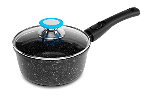 BLAUPUNKT Berlin casserole 16cm Manche Amovible Fonte Aluminium Revêtement Greblon type pierre Couvercle en verre induction Garantie 5Ans