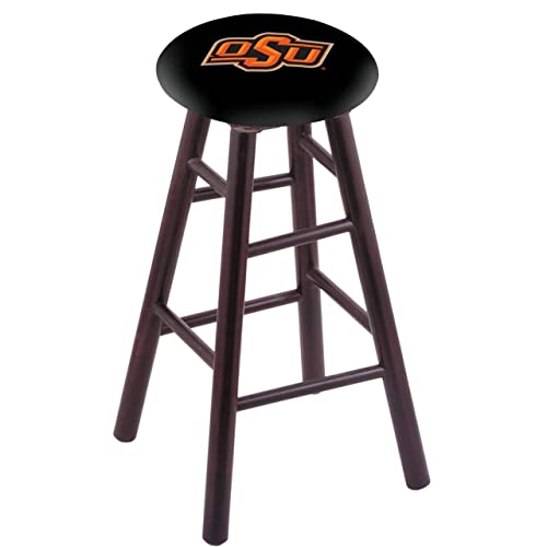 Holland Bar Stool Co. Maple Bar Stool in Dark Cherry Finish with Oklahoma State Seat by The