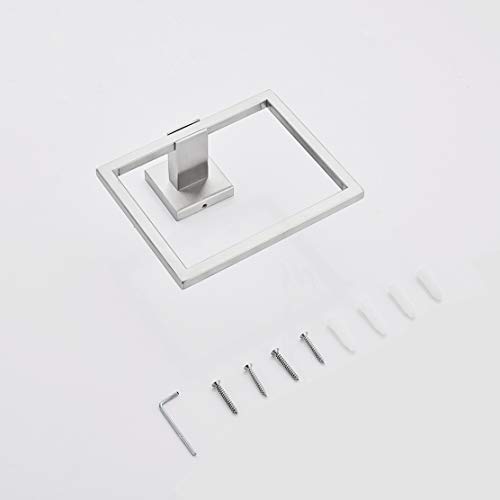 Hand Towel Ring Holder, Sus304 Stainless Steel Square Towel Bar, Towel Rack Brushed Nickel, Bathroom Accessories Modern Style, Wall Mounted #TOP6