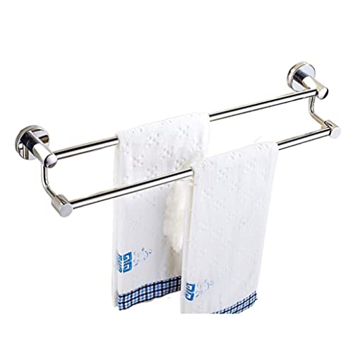 Porte-serviette inox double couche 50cm suspendu pour rangement mural salle de bain
