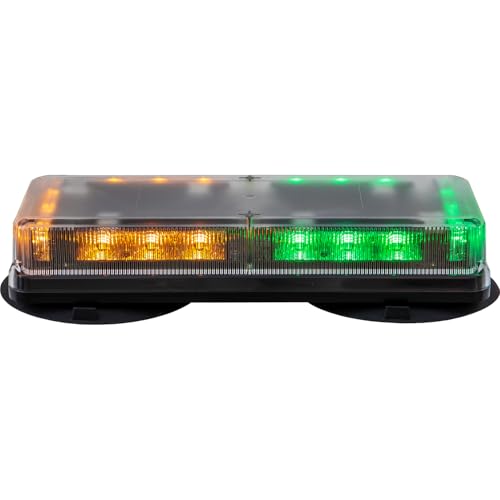 Image of Buyers Products 8891099 16.5 inch Rectangular Mini Light Bar, Amber /Green, 18 LEDs, 19 Flash Patterns, 15' Length with On /Off Switch, Warning Lights for Trucks & Trailers