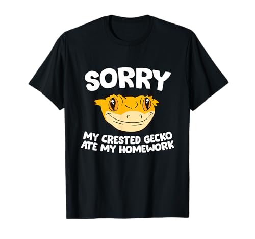 Funny Lizard and Gecko Gifts Crested Gecko Pet Sorry My Crested Gecko Ate My Homework Unisex Black Short Sleeve Classic Fit T-Shirt