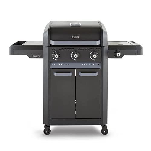 Tower T978525 Stealth Pro 4 Burner 3+1 Gas BBQ with Rotisserie Kit, Including Side Burner, Built-in Thermometer and Waterproof Cover, Black