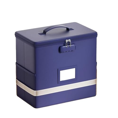 Gettimore Boîte de classement ignifuge avec serrure, organiseur de rangement étanche pour la maison ou le bureau, 44 x 32 x 10 cm, fibre de verre revêtue de silicone, serrure de sécurité, bandes