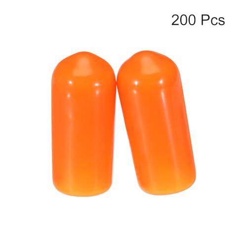 Image of MECCANIXITY 200pcs 6mm(1 /4 inch) Rubber End Caps Cover PVC Vinyl Screw Thread Protector Round Wire Shelf Caps for Screw Bolt Pipe Fence Post, Orange