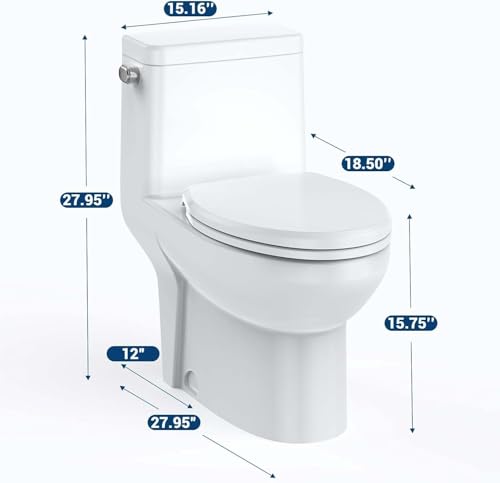 Inodoro de una pieza con diseño cerámico alargado, tapa de polipropileno de cierre suave, superficie fácil de limpiar, descarga eficiente de agua y construcción compacta y duradera miniatura 2