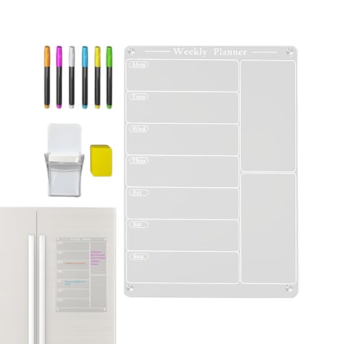 Tablero de planificación para nevera, hoja organizadora magnética, calendario de tareas acrílico, kit de soporte de marcadores, herramienta versátil de gestión de productividad para oficina, familia