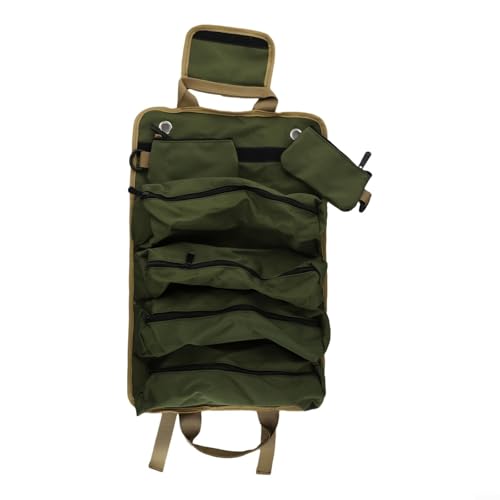 Solaughguy Bolsa organizadora de herramientas multiusos, tela Oxford enrollable para herramientas, bolsa con múltiples bolsillos, para llaves, destornilladores, tuercas, verde