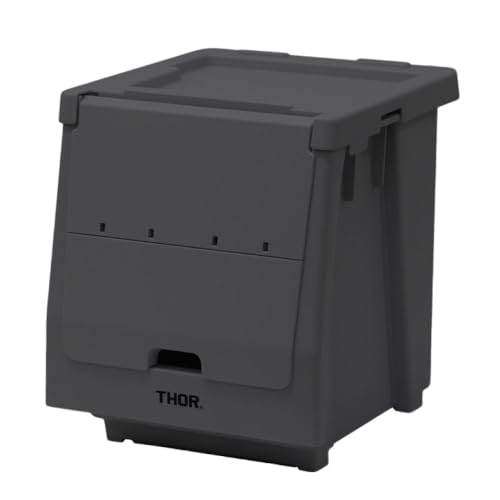 THOR STACKING SHELF CONTAINER �\�[ �X�^�b�L���O�V�F���t�R���e�i ���[�{�b�N�X ���[�P�[�X �ӂ��t�� ������� �R���e�i�{�b�N�X �y���m�M�������[������[�X�e�b�J�[�t���z (�~�b�h�O���[, 20L/�W�t��/�P�i)