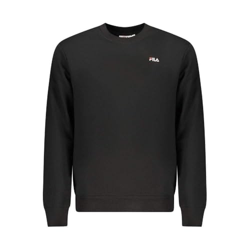 FILA LEVERANO Regular Crew Sweat-Black-XL, Negro, XL