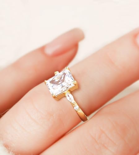 TIGRADE 3CT Engagement Ring for Women Radiant Cut Cubic Zirconia Wedding Band CZ Promise Anniversary Ring Size 3-12.54