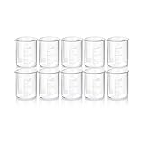 Azarton 10 Stück Becherglas 25 ml aus Borosilikatglas, abgestufter Glasbecher mit Skala für wissenschaftliche Experimente, Schule, Labor und Küche