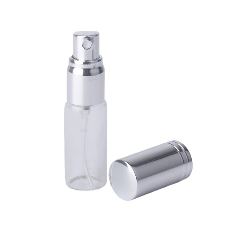 100 sztuk/partia 5 ml przenośny pusty futerał na kosmetyki podróżna butelka z rozpylaczem perfumy na prezent próbka mini butelka perfumy pojemniki do makijażu (srebrna)