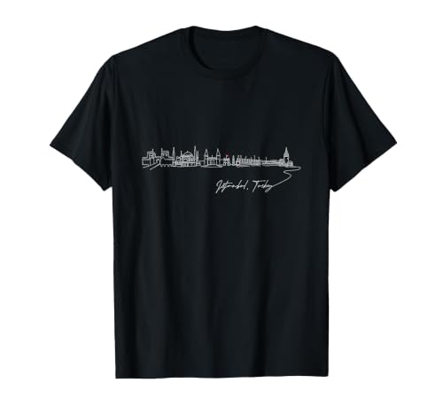Signature Istanbul City Skyline - Turkey Souvenir T-Shirt, Men, Black, 3X-Large