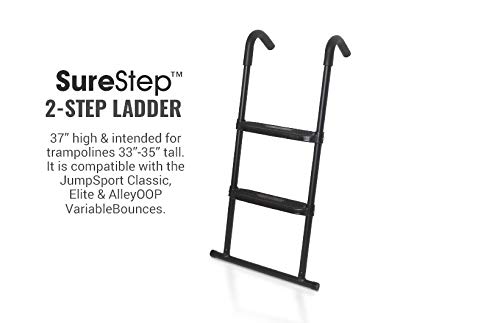 JumpSport SureStep Removable Platform 2-Step Trampoline Safety Ladder - Easy to Attach, Powder Coated, and UV Treated for Weather Protection