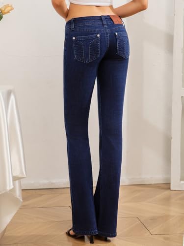 Women's Super Low Rise Stretchy Flared Jeans Slim Fit for Flattering Silhouette Bootcut Denim Pants(Runs Small)2