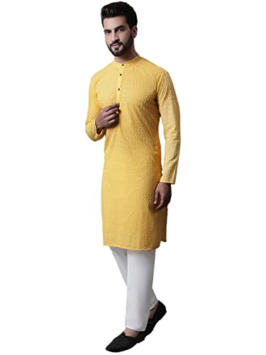 Image of Jompers Men's Regular Fit Cotton Embroidered Kurta Set