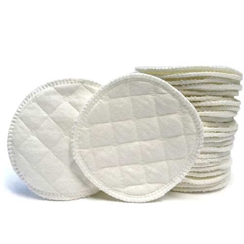 ORFOFE 12 Piezas Unidades de Reutilizables y Lavables Almohadillas Absorbentes de Algodón Ecológico de Triple Diseño Contorneado para Evitar Fugas y Ofrecer Comodidad Alimentación