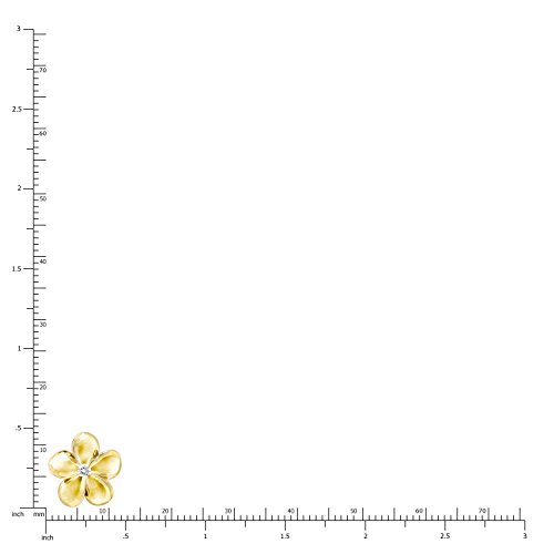 Honolulu Jewelry Company 14K Yellow Gold Plated Sterling Silver Plumeria Flower Nature Stud Earrings with CZ, 12mm2