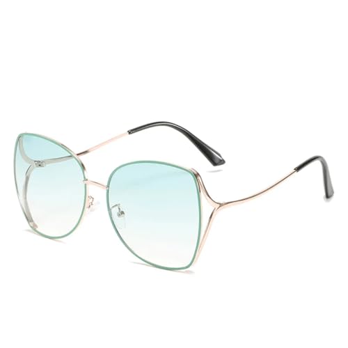Lunettes de soleil polygonales rétro anti-éblouissement UV400 en monture métal