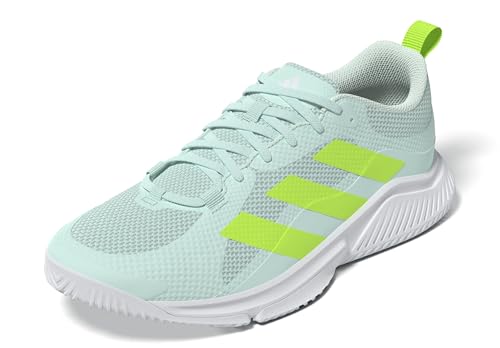 adidas Tênis feminino de vôlei Court Team Bounce 2.0, Dusky Petrol/Lucid Pink/Ftwr White, 38