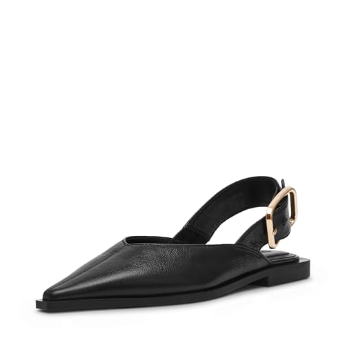 Steve Madden Women's Shay Ballet Flat, Black Leather, 8