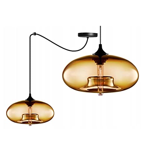 Light-Home Madrid Spider Abat Jour Suspension Luminaire Lustre Araignée - Moderne Abat Jour Plafond pour Chambre Salon et Cuisine - en Verre - À 1 Lumières - Miel Cover