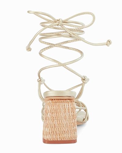 Image of PiePieBuy Women's Lace Up Chunky Braided Heel Sandals Square Toe Strappy Ankle Strap Heels