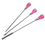 3Pcs Nail Art Stirring Spoon Spatula Needle Stick Nail Manicure Stirring Rods DIY Tools for Acrylic Powder Liquid Mixing UV Gel Dotting Rhinestone Nail Art Tools Kit for Salon and Person Use, Rose Red