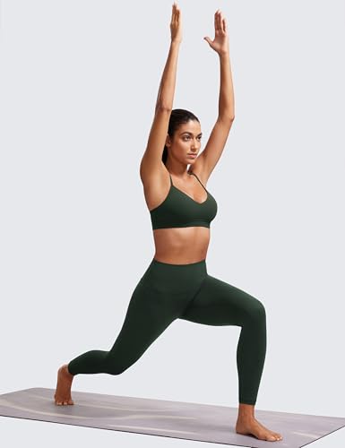 Image of CRZ YOGA Butterluxe V Neck Sports Bras | Light Support, Removable Pads, Yoga, Extremely Soft, Square Back, Adjustable Spaghetti Straps, for Women