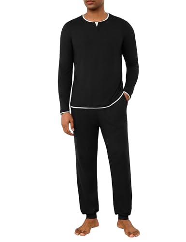 Jahetuul Conjunto de Pijama Hombre Largo Algodón...