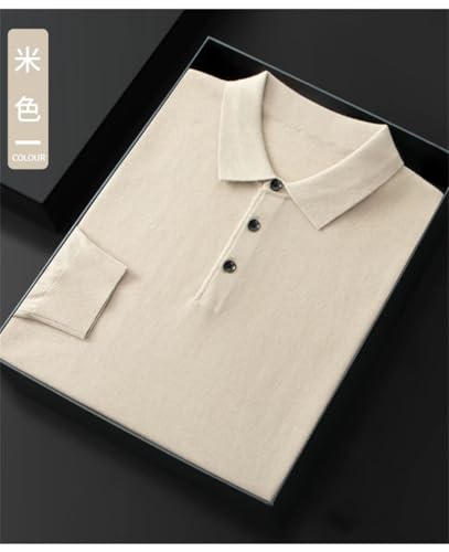 Men Cashmere Knitted Sweater Pullover Long Sleeve Lapel Tops Business Casual Golf Jumper2