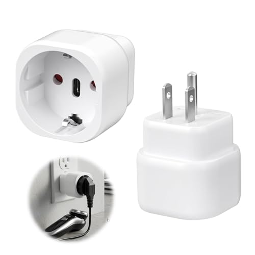 2PS - Adaptador de enchufe de EE.UU., adaptador de enchufe americano compacto para viajes internacionales, 2500 W, compatible con teléfonos, tabletas y dispositivos eléctricos tipo B, América, Canadá