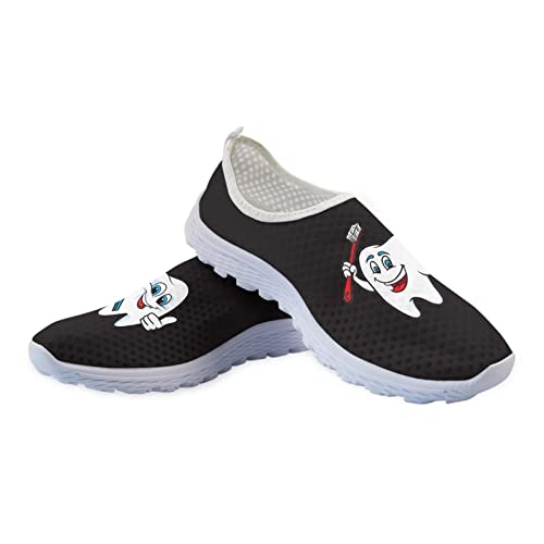 Dolyues Baskets fantaisie pour infirmière - Tête de mort gothique mignon animal cochon chien ethnique bohème chaussures de marche sport course, Dent de dentiste, 37 EU Cover